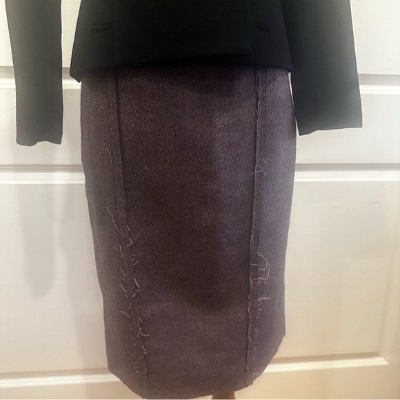 CLUB MONACO Purple Knee-Length Pencil Skirt w Distressed Stitching for Work - Picture 7 of 9
